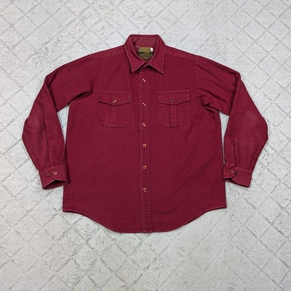 Vintage Eddie Bauer Shirt Mens XL T Red Cotton Nap Heavy Flannel Outdoor Lodge
